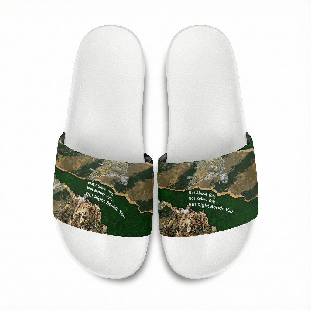 Montford Point Marines Not Above You Slide Sandals Iwo Jima Military Map Camouflage Vintage Art