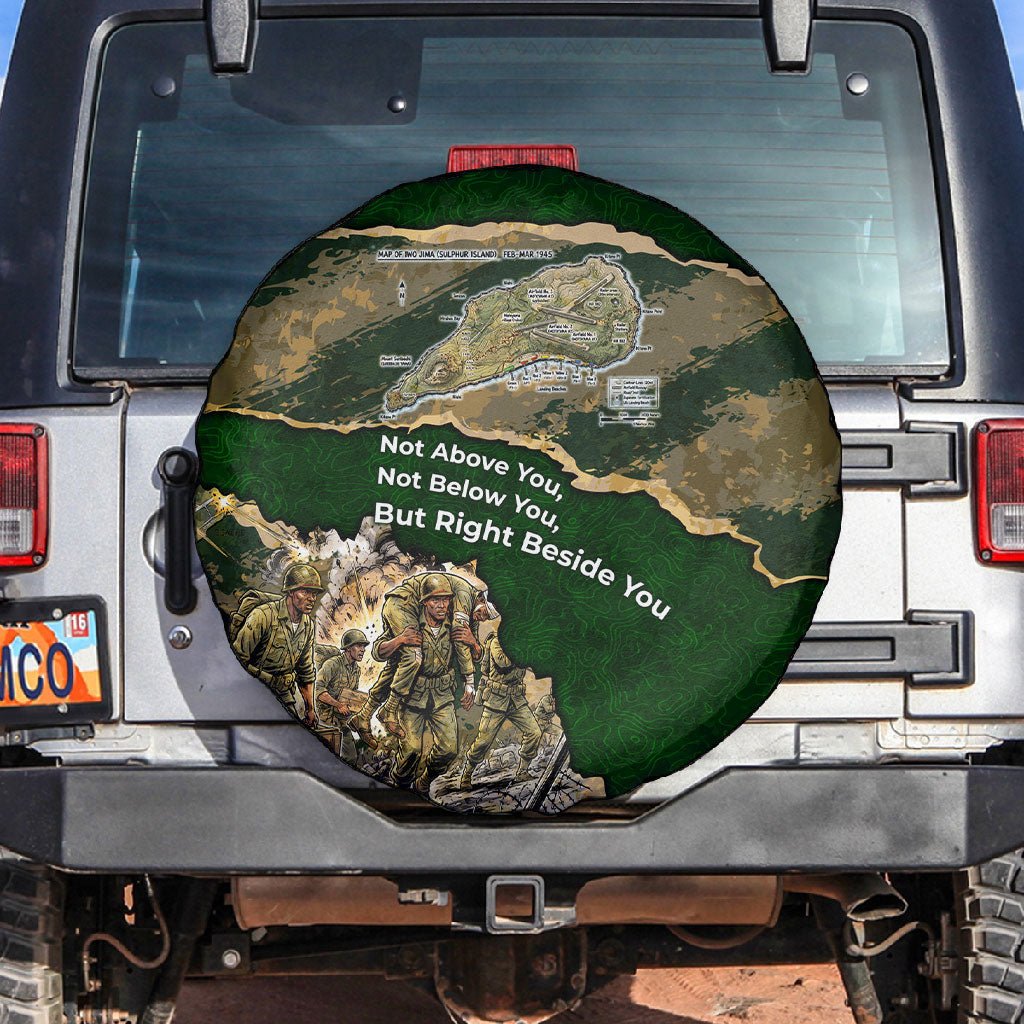 Montford Point Marines Not Above You Spare Tire Cover Iwo Jima Military Map Camouflage Vintage Art