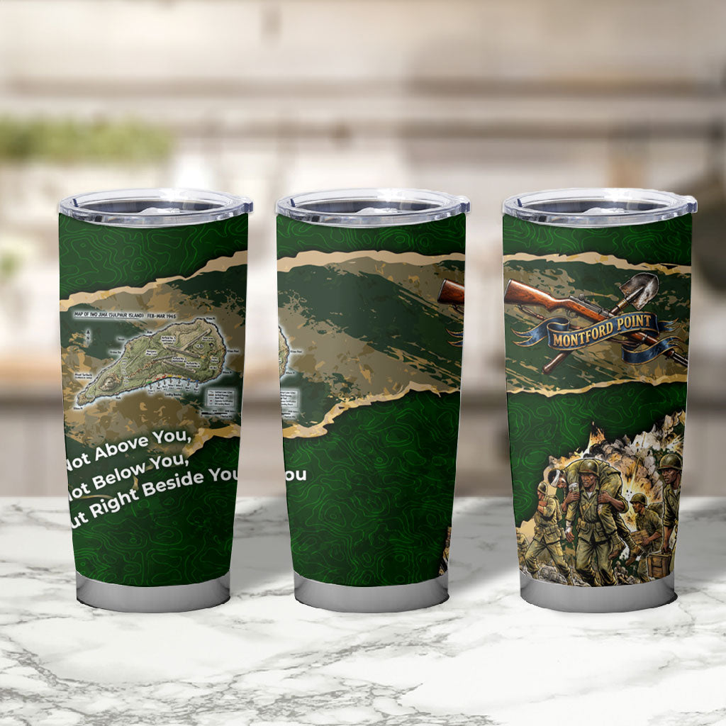 Montford Point Marines Not Above You Tumbler Cup Iwo Jima Military Map Camouflage Vintage Art