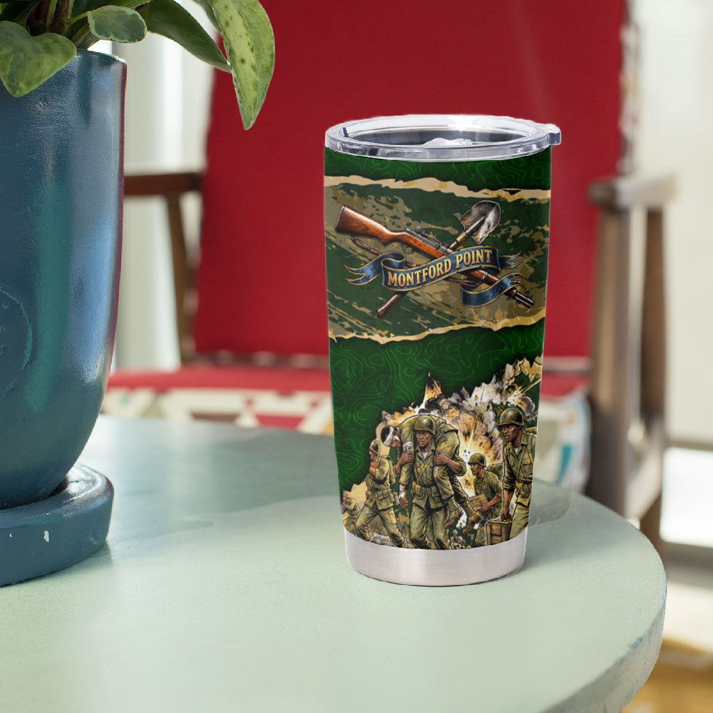 Montford Point Marines Not Above You Tumbler Cup Iwo Jima Military Map Camouflage Vintage Art