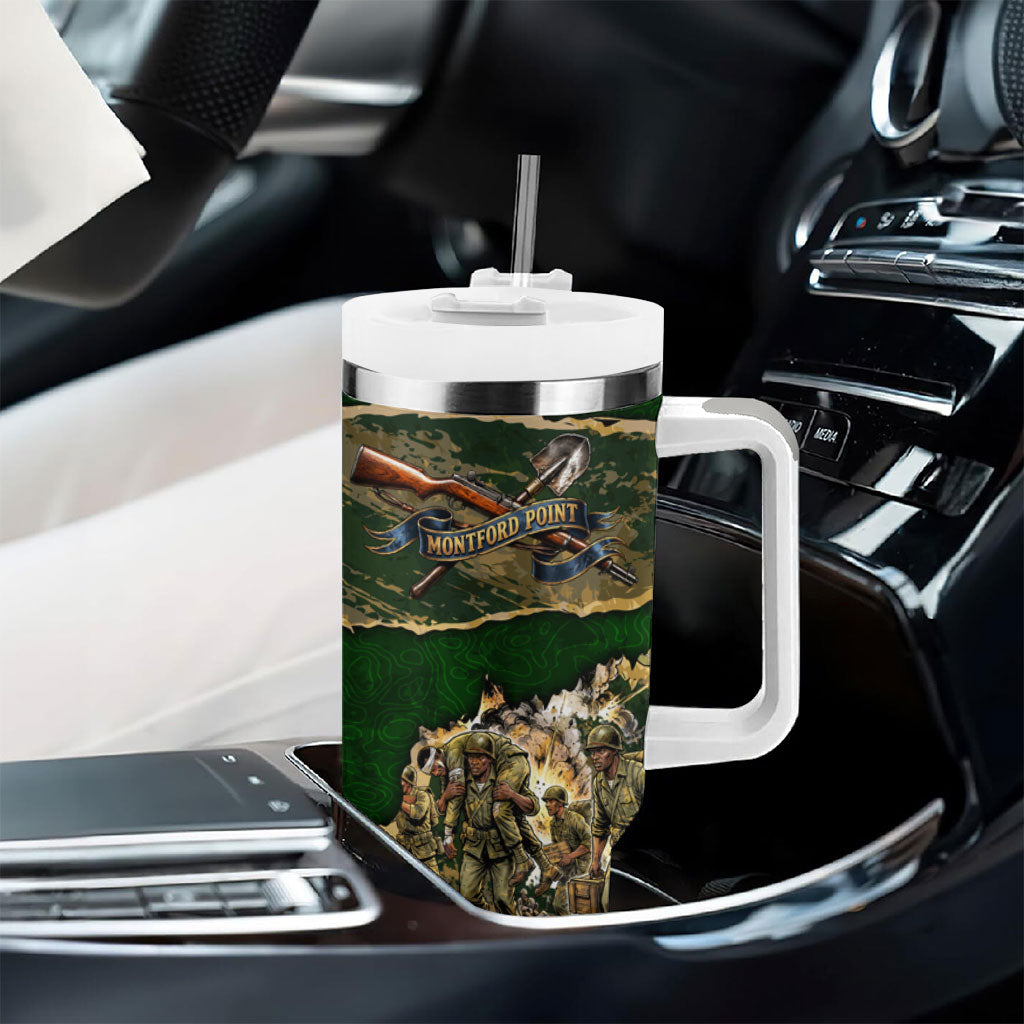 Montford Point Marines Not Above You Tumbler With Handle Iwo Jima Military Map Camouflage Vintage Art