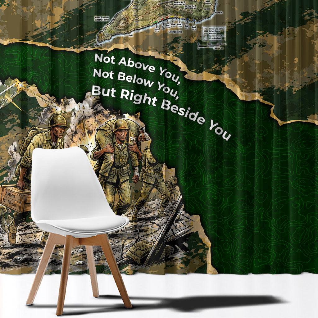 Montford Point Marines Not Above You Window Curtain Iwo Jima Military Map Camouflage Vintage Art