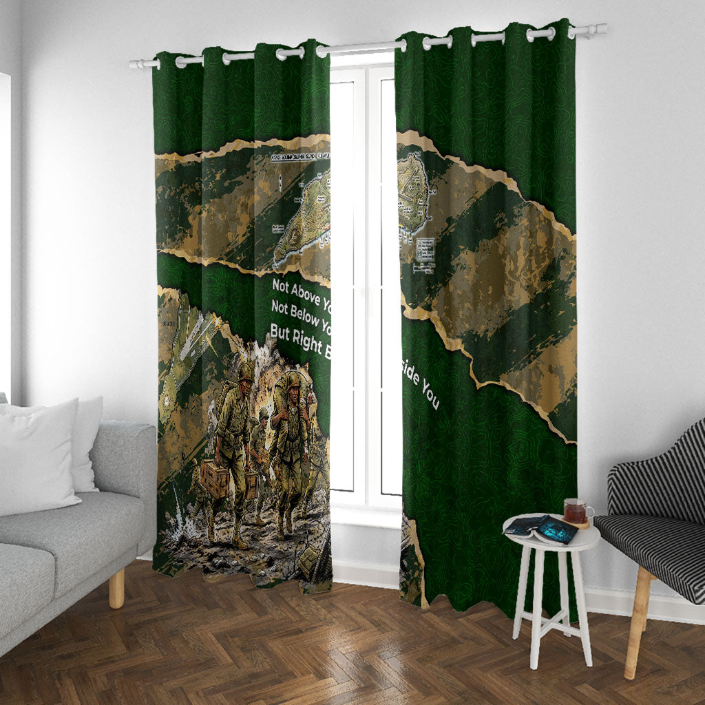 Montford Point Marines Not Above You Window Curtain Iwo Jima Military Map Camouflage Vintage Art