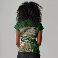 Montford Point Marines Not Above You Women V-Neck T-Shirt Iwo Jima Military Map Camouflage Vintage Art