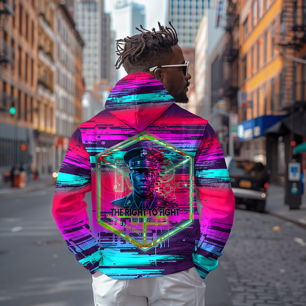 Montford Point Marines Legacy 1942 Hoodie The Right To Fight Retro Glitch Vaporwave Art