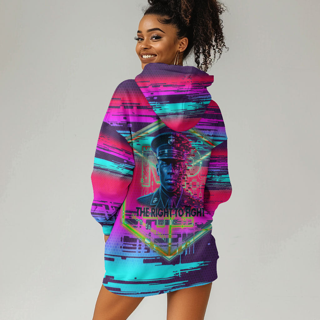 Montford Point Marines Legacy 1942 Hoodie Dress The Right To Fight Retro Glitch Vaporwave Art