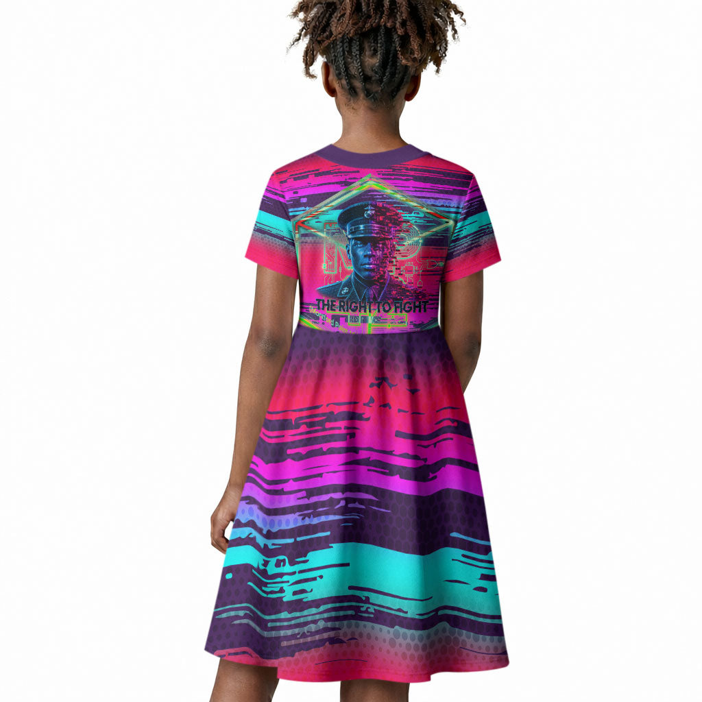 Montford Point Marines Legacy 1942 Kid Short Sleeve Dress The Right To Fight Retro Glitch Vaporwave Art