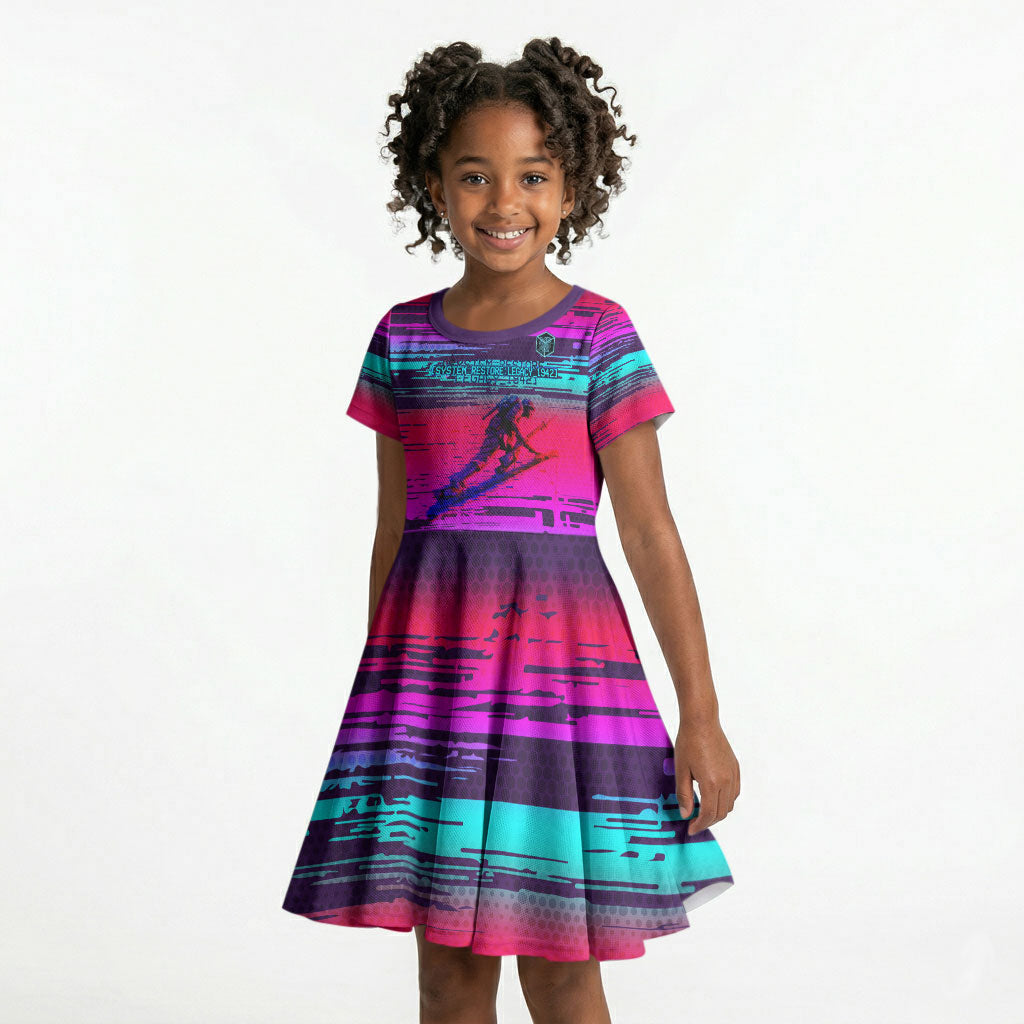 Montford Point Marines Legacy 1942 Kid Short Sleeve Dress The Right To Fight Retro Glitch Vaporwave Art