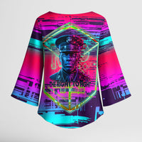 Montford Point Marines Legacy 1942 Kimono Sleeve Blouse The Right To Fight Retro Glitch Vaporwave Art