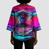 Montford Point Marines Legacy 1942 Kimono Sleeve Blouse The Right To Fight Retro Glitch Vaporwave Art