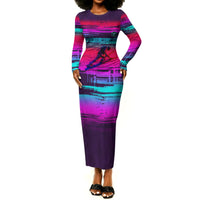 Montford Point Marines Legacy 1942 Long Sleeve Bodycon Dress The Right To Fight Retro Glitch Vaporwave Art