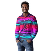 Montford Point Marines Legacy 1942 Long Sleeve Polo Shirt The Right To Fight Retro Glitch Vaporwave Art