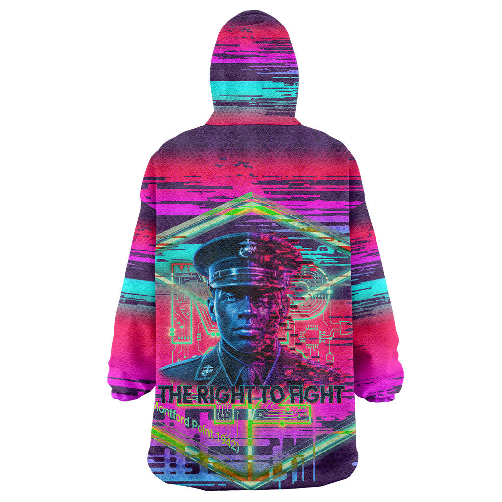 Montford Point Marines Legacy 1942 Wearable Blanket Hoodie The Right To Fight Retro Glitch Vaporwave Art