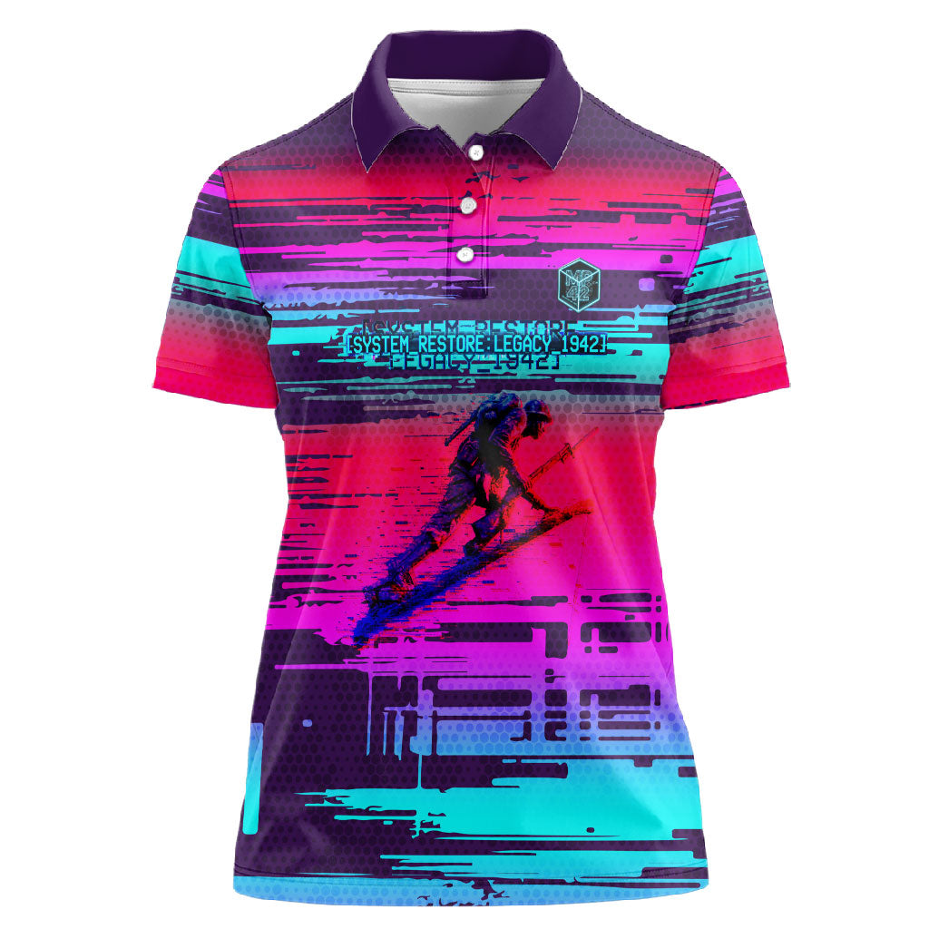 Montford Point Marines Legacy 1942 Women Polo Shirt The Right To Fight Retro Glitch Vaporwave Art