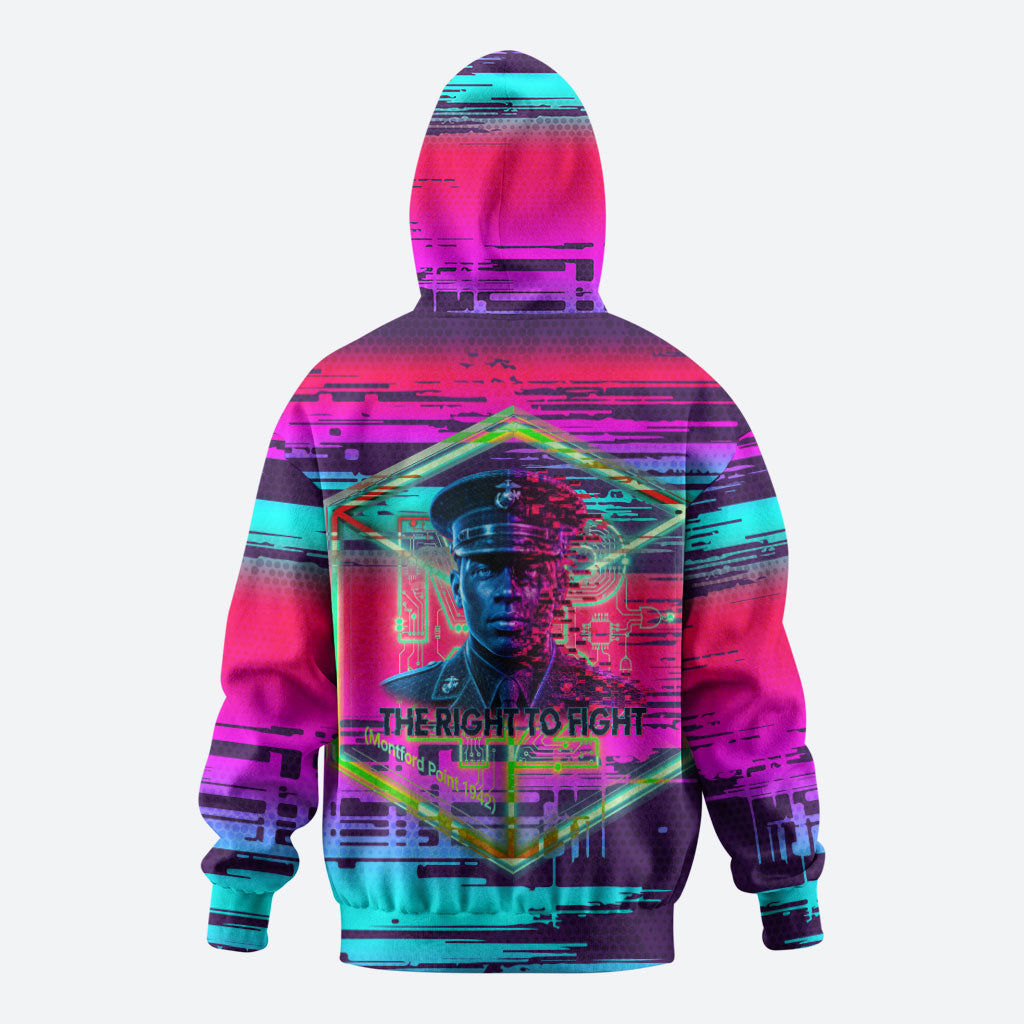 Montford Point Marines Legacy 1942 Zip Hoodie The Right To Fight Retro Glitch Vaporwave Art