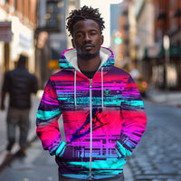 Montford Point Marines Legacy 1942 Zip Hoodie The Right To Fight Retro Glitch Vaporwave Art