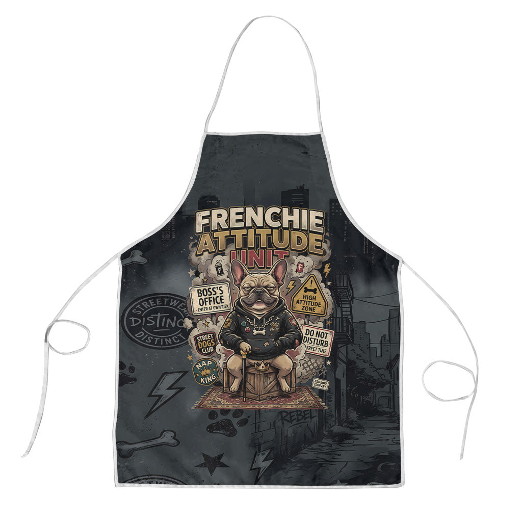 French Bulldog Tiny Body Major Attitude Apron Urban Streetwear Cool Frenchie Mascot Art
