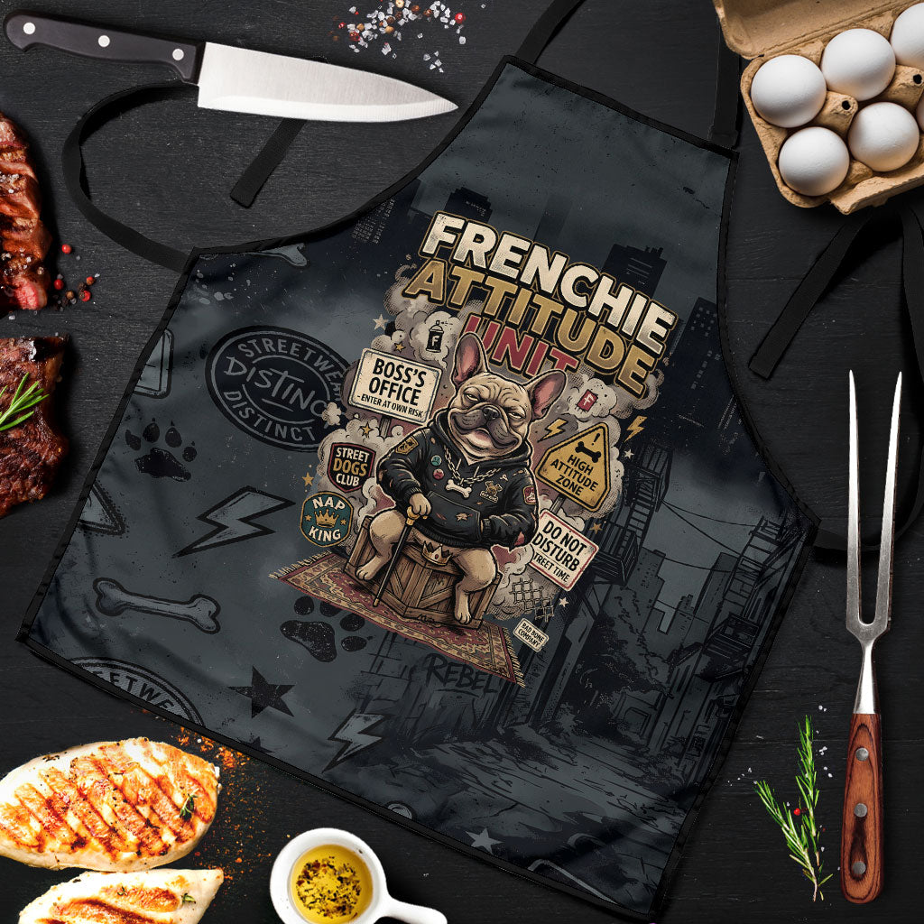French Bulldog Tiny Body Major Attitude Apron Urban Streetwear Cool Frenchie Mascot Art
