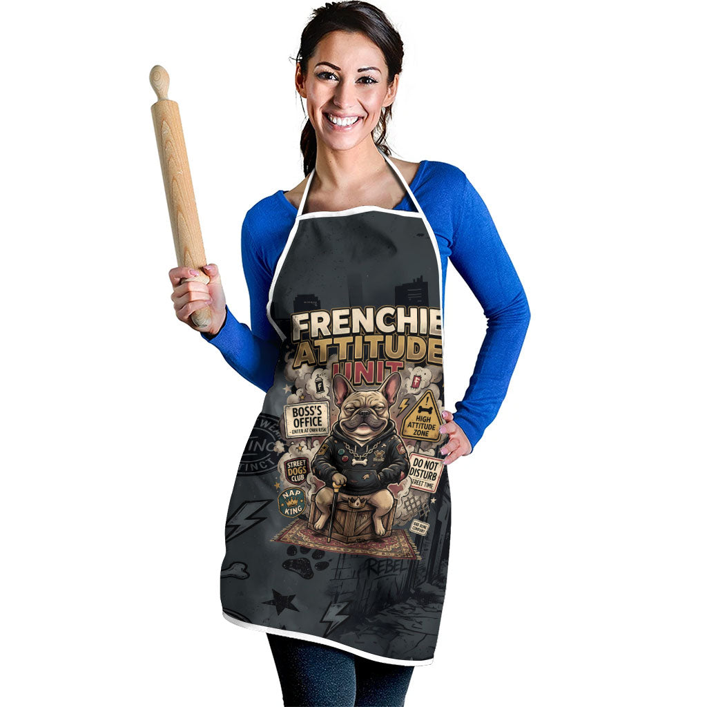 French Bulldog Tiny Body Major Attitude Apron Urban Streetwear Cool Frenchie Mascot Art