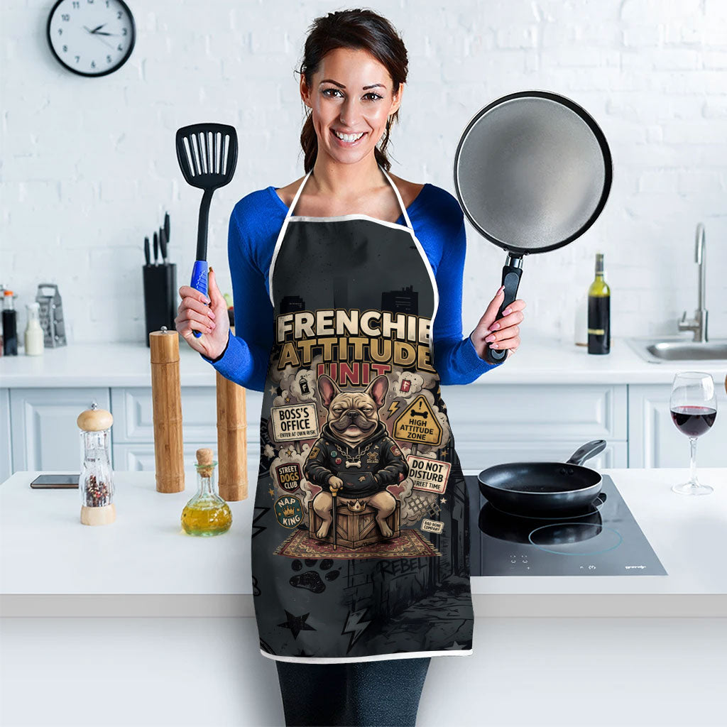 French Bulldog Tiny Body Major Attitude Apron Urban Streetwear Cool Frenchie Mascot Art