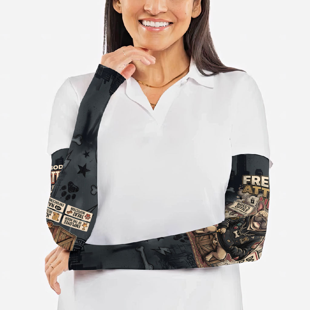 French Bulldog Tiny Body Major Attitude Arm Sleeves Urban Streetwear Cool Frenchie Mascot Art