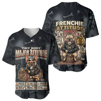 French Bulldog Tiny Body Major Attitude Baseball Jersey Urban Streetwear Cool Frenchie Mascot Art