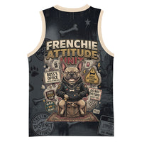 French Bulldog Tiny Body Major Attitude Basketball Jersey Urban Streetwear Cool Frenchie Mascot Art