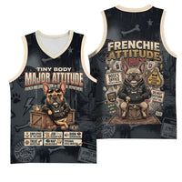 French Bulldog Tiny Body Major Attitude Basketball Jersey Urban Streetwear Cool Frenchie Mascot Art