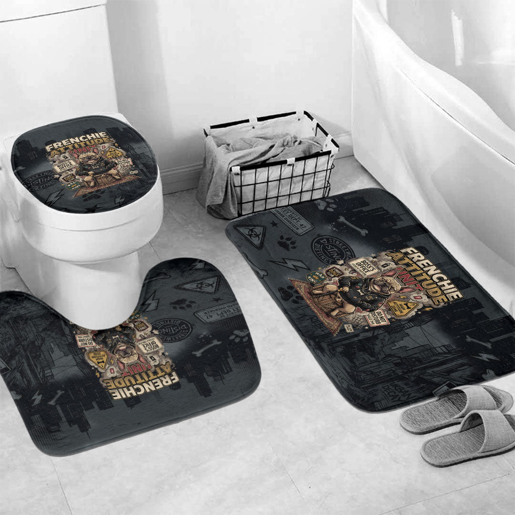 French Bulldog Tiny Body Major Attitude Bathroom Set Urban Streetwear Cool Frenchie Mascot Art