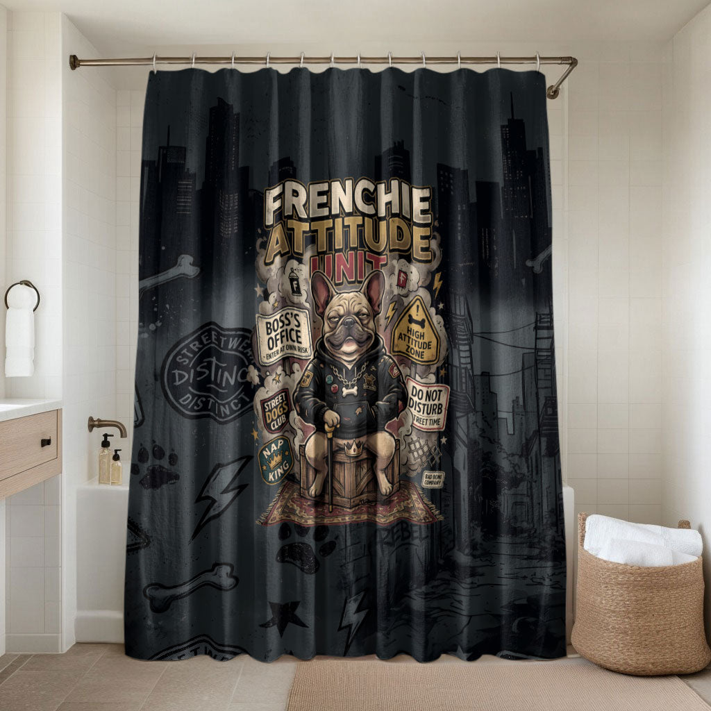 French Bulldog Tiny Body Major Attitude Bathroom Set Urban Streetwear Cool Frenchie Mascot Art