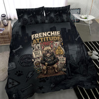 French Bulldog Tiny Body Major Attitude Bedding Set Urban Streetwear Cool Frenchie Mascot Art