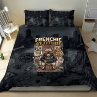 French Bulldog Tiny Body Major Attitude Bedding Set Urban Streetwear Cool Frenchie Mascot Art