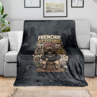 French Bulldog Tiny Body Major Attitude Blanket Urban Streetwear Cool Frenchie Mascot Art