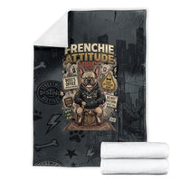 French Bulldog Tiny Body Major Attitude Blanket Urban Streetwear Cool Frenchie Mascot Art