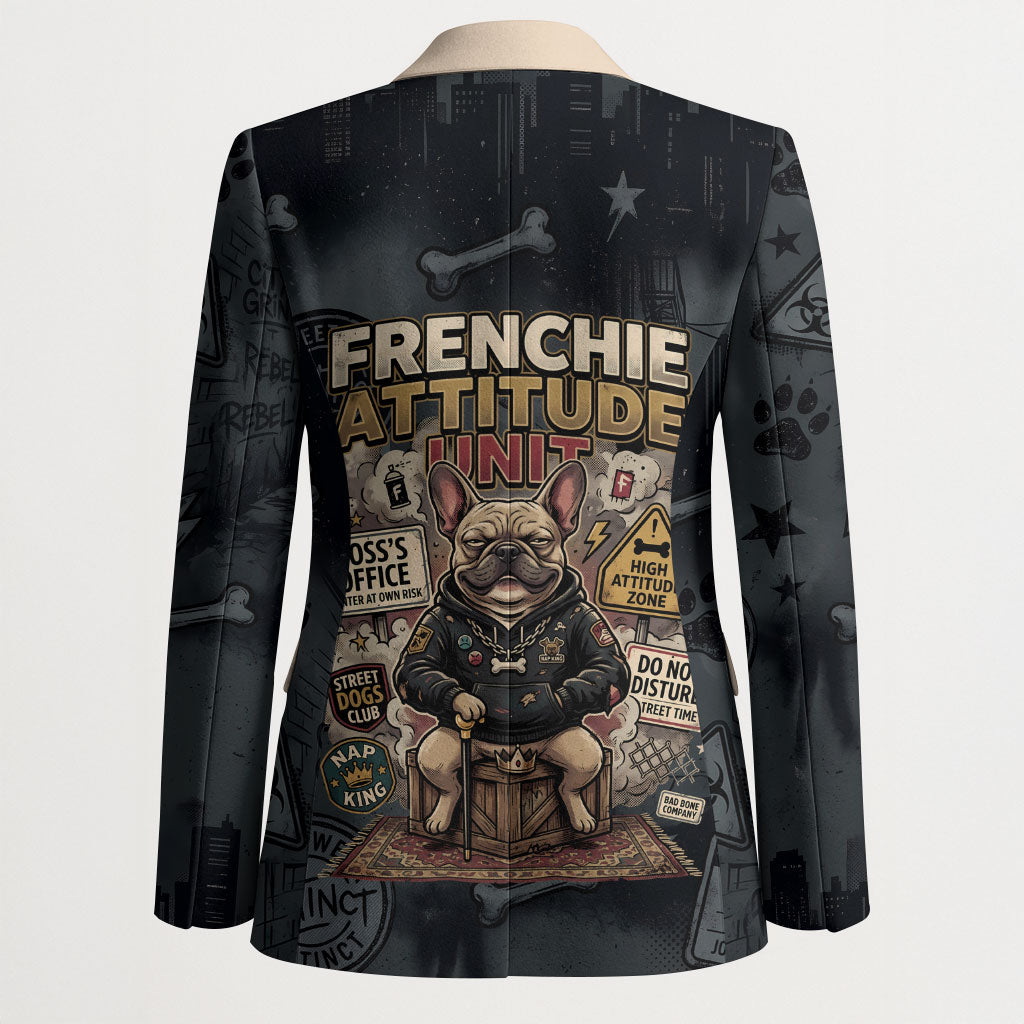 French Bulldog Tiny Body Major Attitude Blazer Urban Streetwear Cool Frenchie Mascot Art