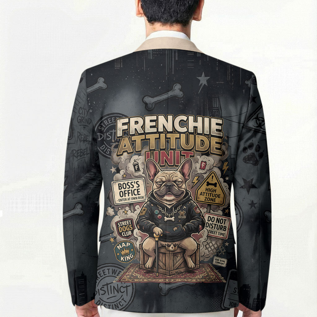 French Bulldog Tiny Body Major Attitude Blazer Urban Streetwear Cool Frenchie Mascot Art
