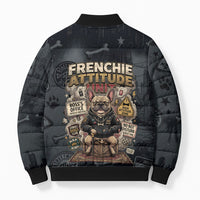 French Bulldog Tiny Body Major Attitude Bomber Puffer Jacket Urban Streetwear Cool Frenchie Mascot Art