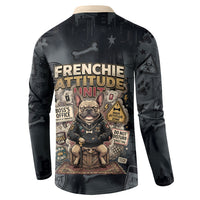 French Bulldog Tiny Body Major Attitude Button Sweatshirt Urban Streetwear Cool Frenchie Mascot Art