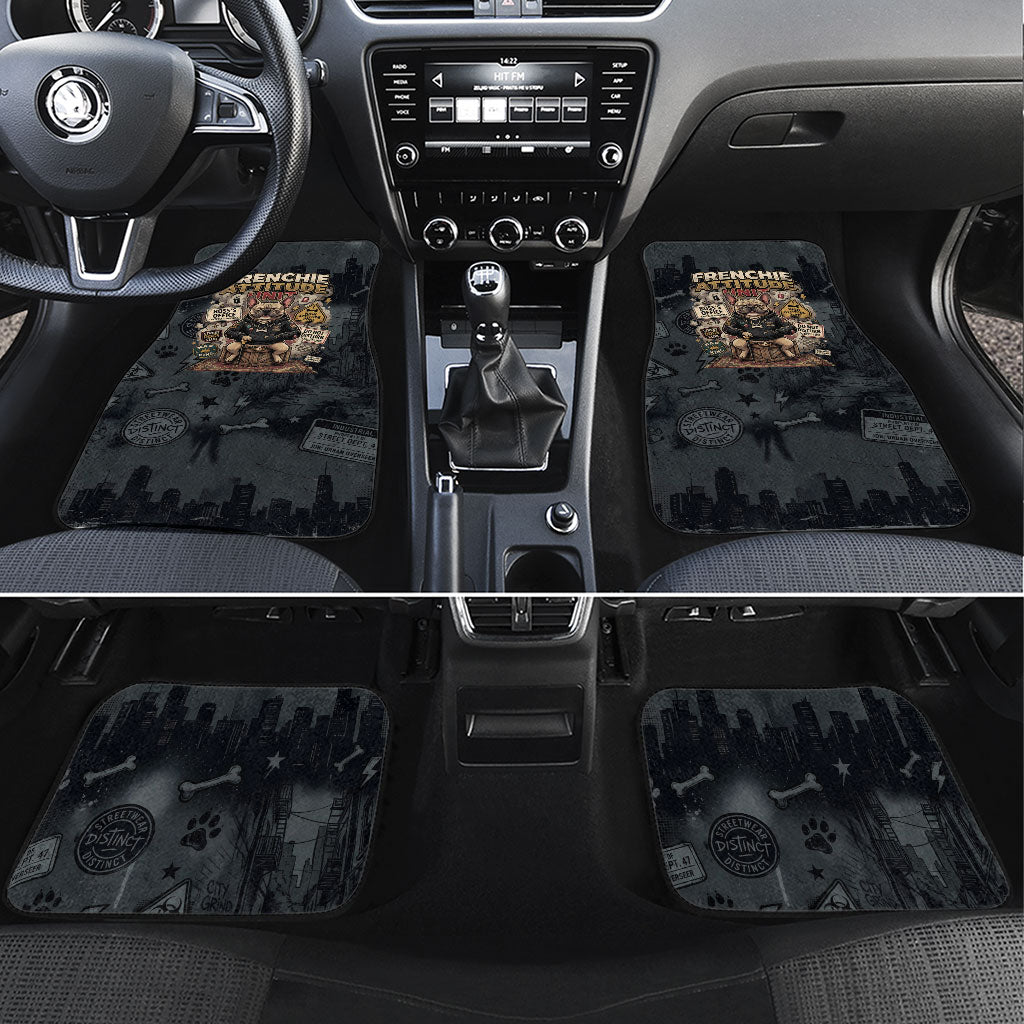 French Bulldog Tiny Body Major Attitude Car Mats Urban Streetwear Cool Frenchie Mascot Art