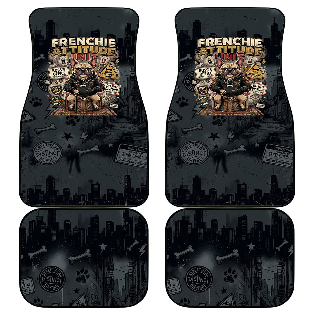 French Bulldog Tiny Body Major Attitude Car Mats Urban Streetwear Cool Frenchie Mascot Art
