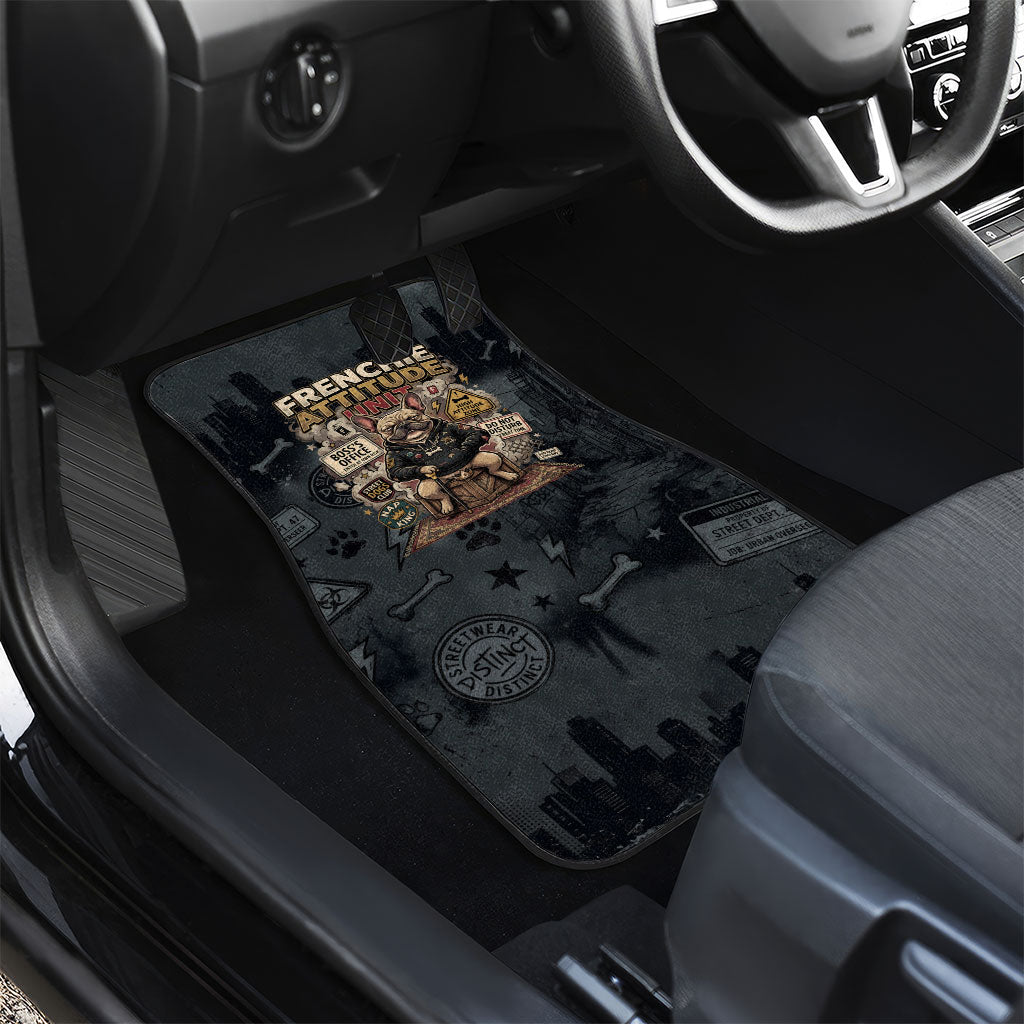 French Bulldog Tiny Body Major Attitude Car Mats Urban Streetwear Cool Frenchie Mascot Art