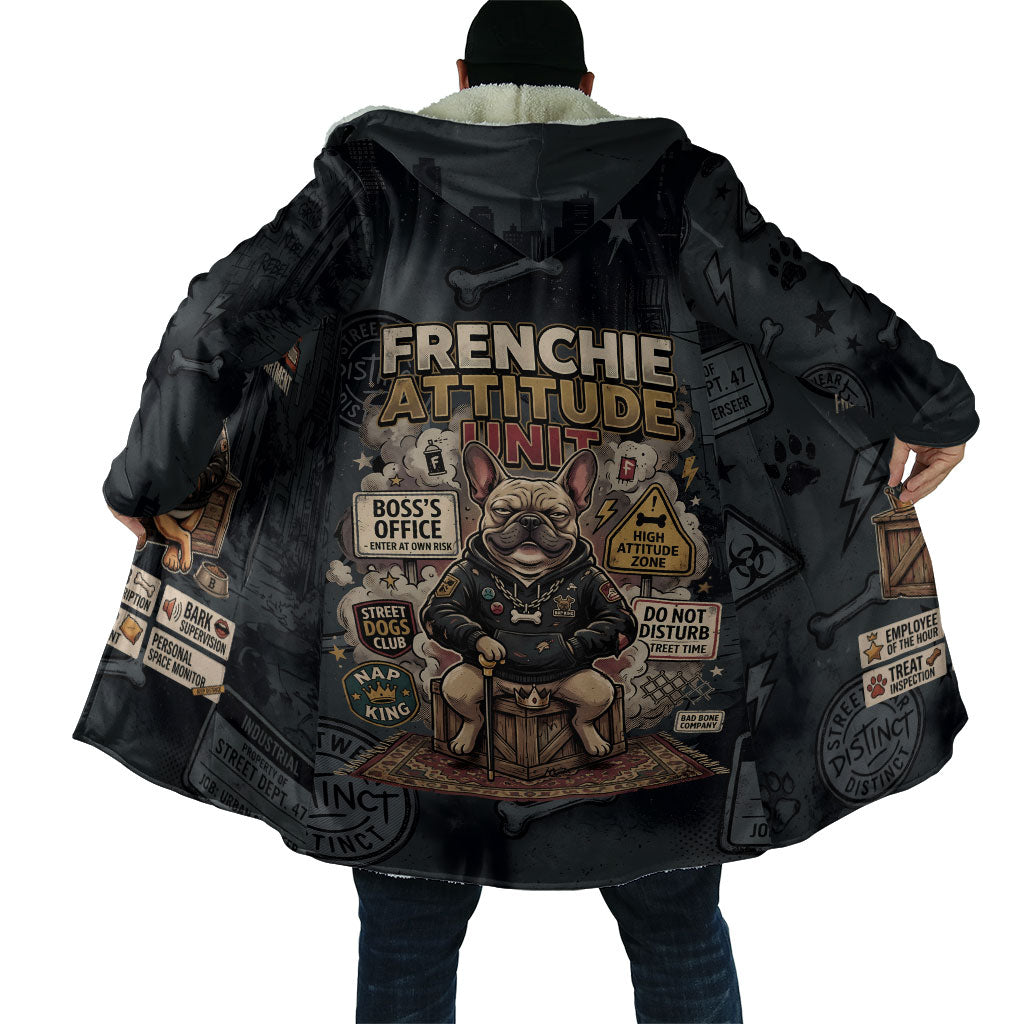 French Bulldog Tiny Body Major Attitude Cloak Urban Streetwear Cool Frenchie Mascot Art