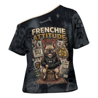 French Bulldog Tiny Body Major Attitude Cross Shoulder Shirt Urban Streetwear Cool Frenchie Mascot Art