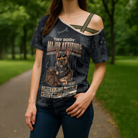 French Bulldog Tiny Body Major Attitude Cross Shoulder Shirt Urban Streetwear Cool Frenchie Mascot Art