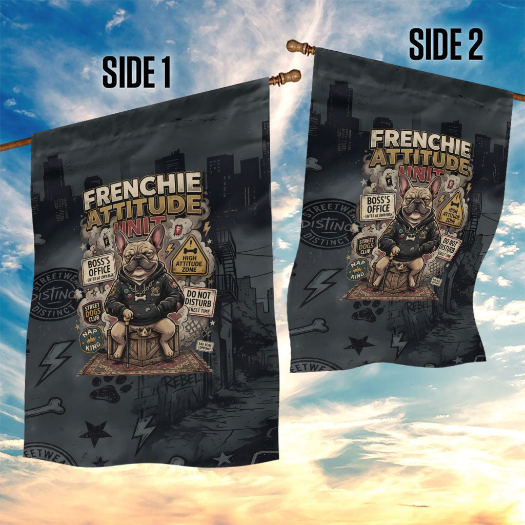 French Bulldog Tiny Body Major Attitude Garden Flag Urban Streetwear Cool Frenchie Mascot Art