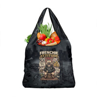 French Bulldog Tiny Body Major Attitude Grocery Bag Urban Streetwear Cool Frenchie Mascot Art