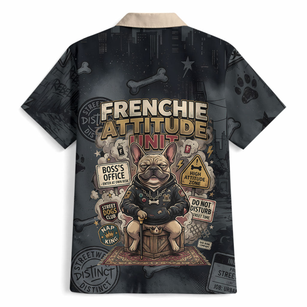 French Bulldog Tiny Body Major Attitude Hawaiian Shirt Urban Streetwear Cool Frenchie Mascot Art