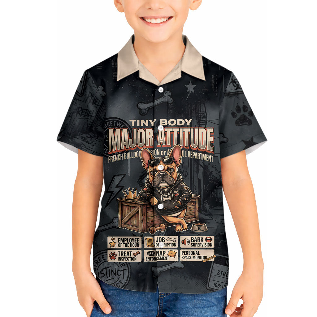 French Bulldog Tiny Body Major Attitude Hawaiian Shirt Urban Streetwear Cool Frenchie Mascot Art