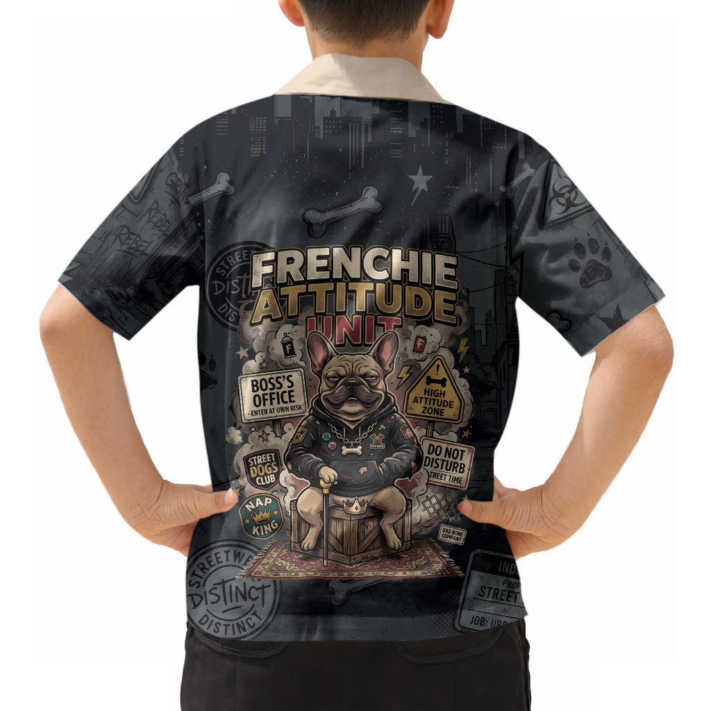 French Bulldog Tiny Body Major Attitude Hawaiian Shirt Urban Streetwear Cool Frenchie Mascot Art