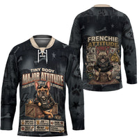 French Bulldog Tiny Body Major Attitude Hockey Jersey Urban Streetwear Cool Frenchie Mascot Art
